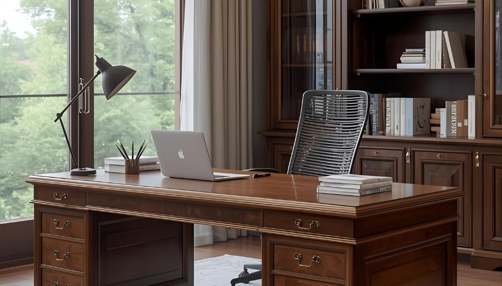 Uno studio dall'arredo classico e moderno insieme