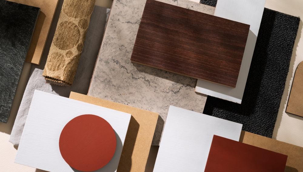 Una serie di texture e materiali per farsi un'idea su come arredare il salotto